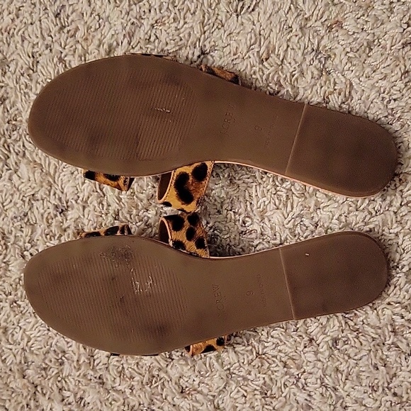 J Crew Women's Calf Hair Leopard Beachside Slides Sandals Size 9M - Picture 4 of 4